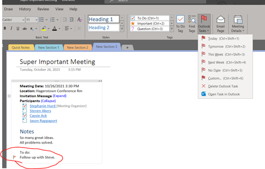 onenote task